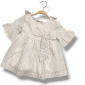 Resim Kız Bebek Dokuma Çizgili Elbise Ck50525 Bej 