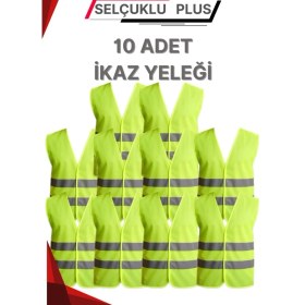 Resim Işçi Ikaz Fosforlu Reflektörlü Yelek 10 Adet Standart 