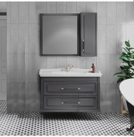 Resim Denko Albatros 100 Cm Mdf Gri Banyo Dolabı Takımı Gri 