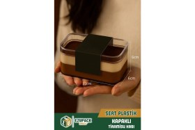 Resim 6'lı Tiramisu Cup 300 cc Mika Kase Plastik Şeffaf Kapaklı Sunum Kabı Tatlı & Meze ve Salata Kap 