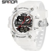 Resim Cloud011 Sanda Erkler Lüks Spor Saati Transparan Beyaz Büyük Kadranlı Kronograf Ve Alarm Diğer 