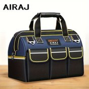 Resim AIRAJ 35.56/40.64/45.72 cm Çok Fonksiyonlu Alet Çantası - Dayanıklı 1680D Oxford Kumaş, Düşmeye Karşı Koruyucu Tasarım, Çoklu Cep, Elektrikçiler ve Garaj Düzenleme için Büyük Kapasiteli Depolama, Siyah ve Mavi, Garaj için Alet Çantası, Şık Alet Taşıyıcı, Sağlam Kolu Yapı 