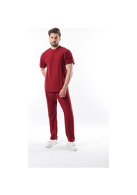 Resim Madmext Bordo Önü Pileli Overfit Erkek Takım E7304 Bordo 