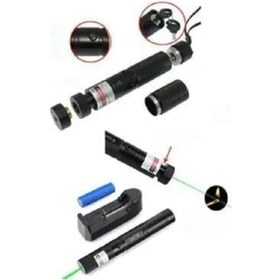 Resim Şarjlı Turbo Yeşil Lazer Pointer Kibrit Yakabilen 15000 Mv Güç 5000mw - Çok Renkli 