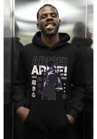 Resim Sevbano Solo Leveling Arise Baskılı Unisex Oversize Anime Karakter Hood Siyah 