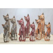 Resim Ahşap 3'lü Kedi Seti 30 cm Model 2 