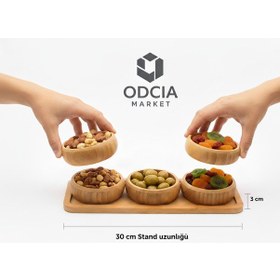 Resim Bambu Standlı Üçlü Çerezlik Yuvarlak Bambu 