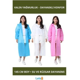 Resim Letsii Kalın Yağmurluk Büyük Boy Su Geçirmez Unisex Sarı Beyaz Gül Kurusu Çok Renkli 