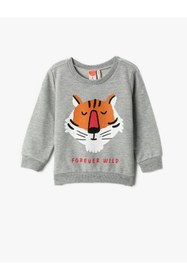 Resim Koton Erkek Bebek Kaplan Baskılı Sweatshirt 3smb10049tk 
