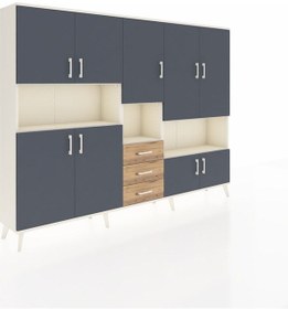 Resim Arges Dolap 13 Raflı 3 Çekmeceli 9 Kapaklı 220x30x163 Aytaşı-antrasit/çam Antrasıt/atlas Çam - Aytası 