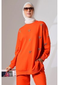 Resim Mihran Butik Kadın Turuncu Mevsimlik Penye Alt Üst Spor Ve Rahat Tesettür Takım Turuncu 