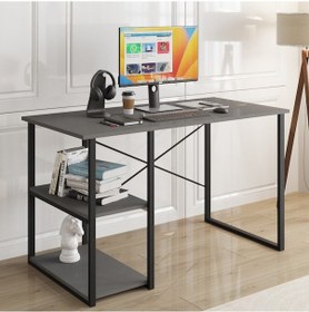 Resim Çalışma Masası Raflı Ofis Laptop Bilgisayar Masası Füme 1420 Füme 
