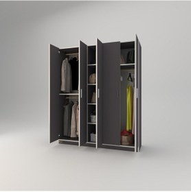 Resim Kenzlife gardırop 5 kapaklı kapılı 150 lilyum gri gardolap dolap 