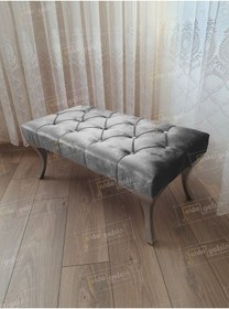 Resim Kapitoneli Ayak Ucu Kapı Önü Antre Bench Puf Gümüşayak 120 45 Gri 