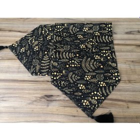 Resim Gold Yaprak Kozalak Yılbaşı Desenli Runner Çok Renkli 