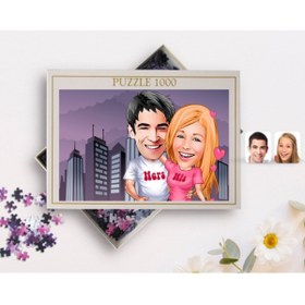 Resim Bk Gift Kişiye Özel Sevgililer Karikatürlü 1000 Parça Profesyonel Puzzle-5 