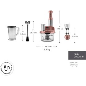 Resim Karaca Mastermaid Prosteel Cam Mutfak Robotu Uzun Blender Ayaklı 6 Bıçaklı 2500 W Rosegold 