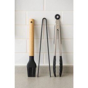Resim Silikon Mașa ve Bambu Saplı Fırça Seti 3 Parça Yüksek Ateșe Dayanıkli Mutfak Gereçleri 