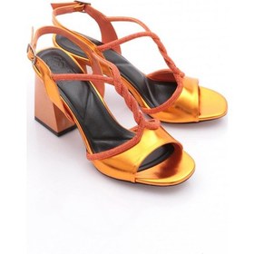 Resim Dgn 808-23y Kadin Bantli Silver Taşli Burgu Aksesuarli Topuklu Sandalet Turuncu Açma Turuncu 