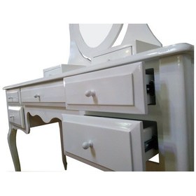 Resim Makyaj Masa 7 Çekmece Model Kayın Lükens Aslan Ayak Kanat Ayna 2 Beyaz - Ceviz 