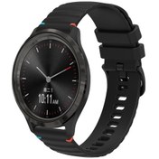 Resim Garmin Move 3 Dalgalı Noktalı Dikişli 20mm Silikon Saat Bandı Siyah İçin 