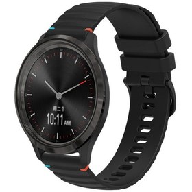 Resim Garmin Move 3 Dalgalı Noktalı Dikişli 20mm Silikon Saat Bandı Siyah İçin 