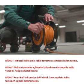 Resim Plastik Makaralı Seyyar %100 Bakır Kablo 4 Prizli Monofaze Uzatma Kablosu 3x1.5 mm H05VV-F 25 Metre 