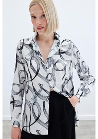 Resim Sateen Desenli Klasik Gömlek - Siyah-136241 Siyah 