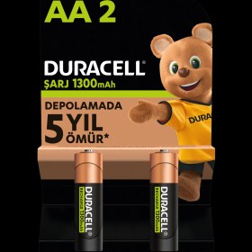 Resim Duracell AA Şarj Edilebilir Pil (2'li Paket), 1300 mAh NiMH, 2000 şarj döngüsü, önceden şarj edilmiştir, Uzun Ömürlü Güç 