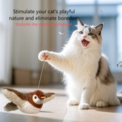 Resim 1 adet Dayanıklı Çiğneme Dirençli Titreşim Kuşu Kedi Oyun Seti İç Mekanik Olmadan - Güvenli Yapay Tüyler, Polyester Elyaf - Kendi Eğlencesi İçin Temel, Kedi Teşhir İçin Asılı Halat Dahil, Pil Olmadan 
