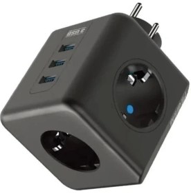 Resim Isıya Dayanıklı Termal Akım Korumalı ve Çocuk Korumalı 3 Priz Girişli 3 USB Girişli Küp Priz 