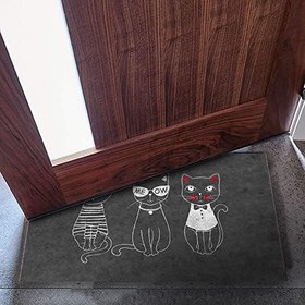 Resim Monnhein Tasarımlı Dekoratif Kapı önü Paspas, Dış Mekan/Ev İçi/Banyo/Mutfak/Yatak Odası/Giriş Paspasları (3 Kedi, 40x60) 