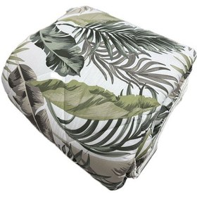 Resim Clasy %100 Pamuk Ranforce Çift Kişilik Yorgan Çift Taraflı Hena V2 Yeşil-beyaz Yapraklı Desenli Kapitoneli Beyaz 