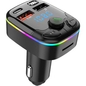 Resim Jingyi Araba Bluetooth 5.0 Fm Verici Pd Tip-C Çift USB 3.1A Hızlı Şarj Cihazı Renkli Ortam Işığı Handsfree Mp3 Modülatör Oynatıcı (Yurt Dışından) 