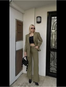 Resim Aec Prive Kadın Astarli Blazer Ceket Pantolon Takım - Haki / S / Kadın / Kız 