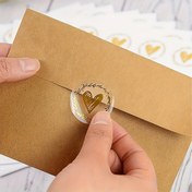 Resim 100 adet Şeffaf Kalp Zarf Mühürleri - Altın Kalpli Pembe Plastik/Kağıt Düğün Etiketleri, Davetiyeler için Zarif Yuvarlak Mühürleme Stickerları, Anneler Günü Kartları, Nişan Partisi Hediyeleri & Hediye Paketleme, Kalp Süslemeleri, Düğün Daveti Aksesuarları, Tematik Etkinlik Aksesuarı 