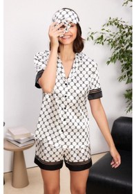 Resim Pierre Cardin 1305 Kadın Saten Biyeli Pijama Takımı Siyah 