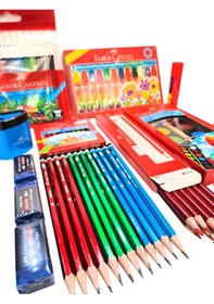 Resim Faber Castell 9 Çeşit Okul Kırtasiye Seti Kalem Boya Silgi Seti 