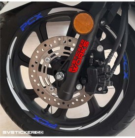 Resim Honda Pcx Motosiklet Jant Şeridi Sticker Set Renkli Mavi 