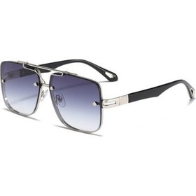 Resim Venturemart Erkek Uv Korumalı Vintage Güneş Gözlüğü - Siyah - Gümüş Gri 