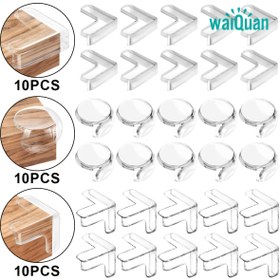 Resim 30 Adet PVC Şeffaf Çarpma Koruyucu Köşe, Kahve Masası Köşesi Koruyucu, Güçlü Yapışkanlı Mobilya Köşe ve Kenar Koruma, L-Şekilli/T-Şekilli/Yuvarlak Tip 