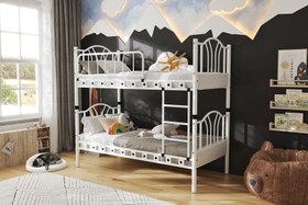 Resim Argimo Bella Genç Çocuk Yatak Odası Metal Ranza ve Karyola - 90x190 / Beyaz 