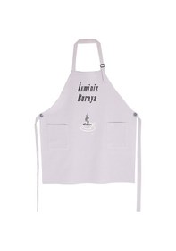 Resim Mutfak Önlüğü Kişiye Ve İsme Özel Nakışlı Mutfak Önlüğü Fincan 02 Farklı Renkler Gri 