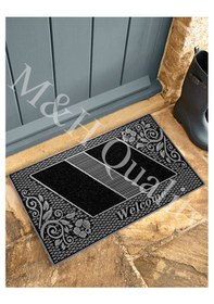 Resim Çiçekli Modeli Welcome Hoş Geldi Yazlı Kapı Önü Paspası Gri Rengi 