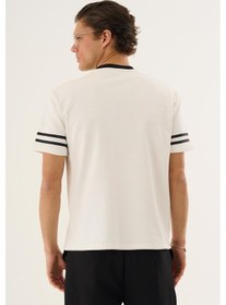 Resim Alexander Gardi Şerit Detaylı Kontrast Yaka Basic T-shirt Beyaz 