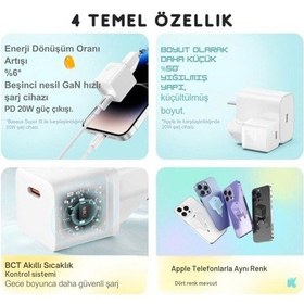 Resim Baseus Gan5 Ultra Hızlı 20w Type C Şarj Başlığı, Ultra Küçük, Akım Ve Isı Korumalı, Yanma Önleyici Adaptör 