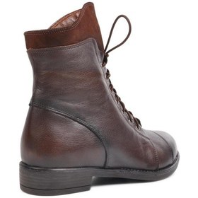 Resim Ayakmod 502 Kahve Hakiki Deri Fermuarlı Kadın Bot 001 