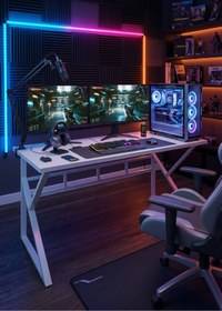 Resim TEKATEL Oyuncu Masası Gaming Masa Bilgisayar Masası Metal ayaklı Çalışma Masası Ofis masası Beyaz 120X60 