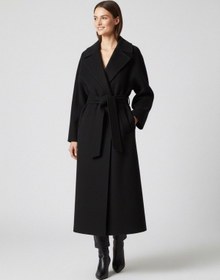 Resim Tangül&Ali'S Moda Evi Premium Kuşaklı Astarlı Uzun Kaşe Kaban 