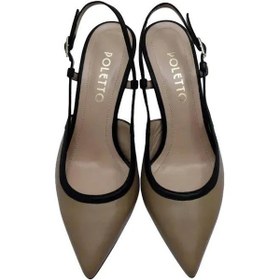 Resim Poletto Hakiki Deri Toprak-sıyah Ayakkabı Stiletto 9839 64-1129 Bej 